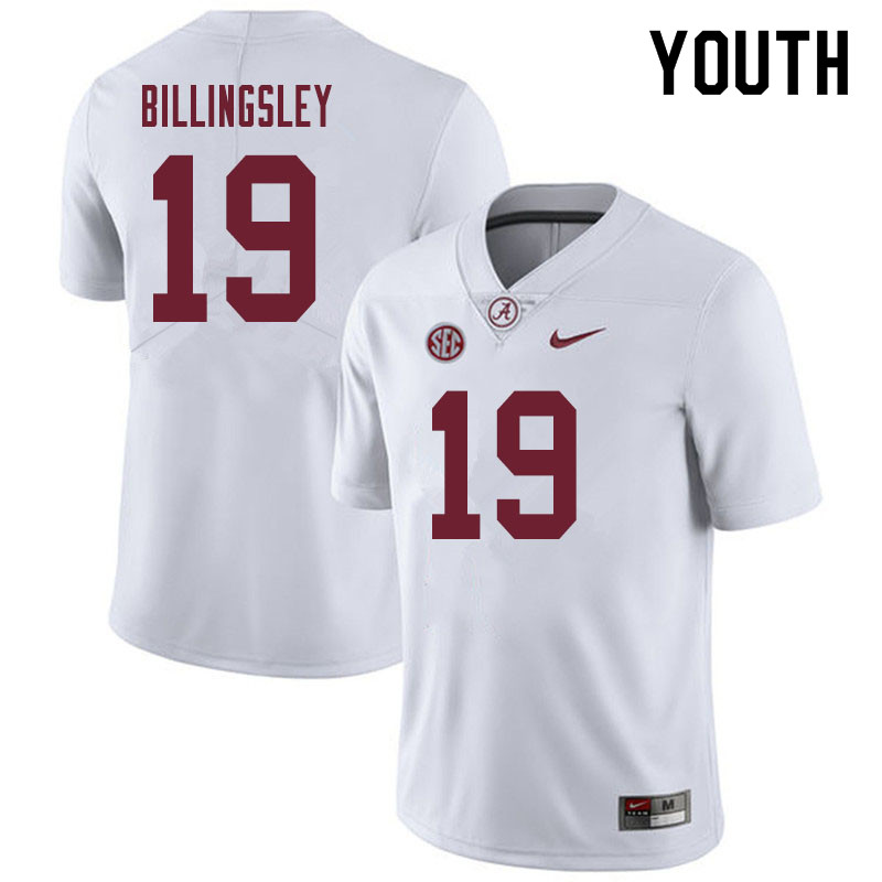 Alabama Crimson Tide Youth Jahleel Billingsley #19 White NCAA Nike Authentic Stitched 2019 College Football Jersey NW16C70FR